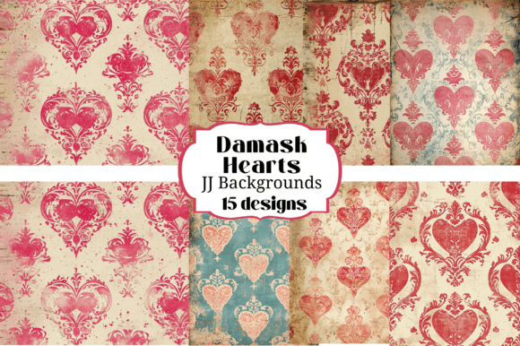 15 Damask Hearts Vintage Backgrounds: A Designer's Toolkit