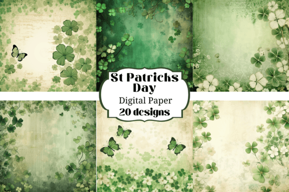 20 St. Patricks Day Shamrock Backgrounds for Digital Crafts