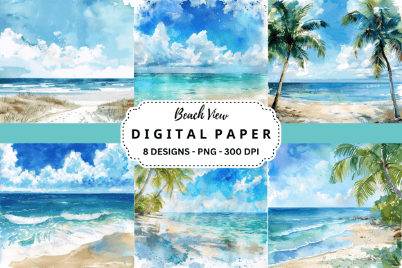 Beach View Watercolor Backgrounds: A Creative Toolkit for Relaxing Designs