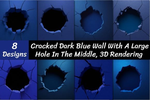 Cracked Dark Blue Wall Backgrounds 3D: A Designer's Raw Edge