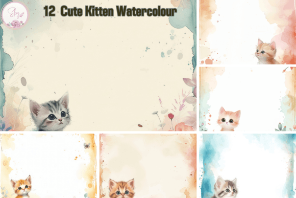 Cute Kitten Watercolour Backgrounds: A Versatile Design Asset
