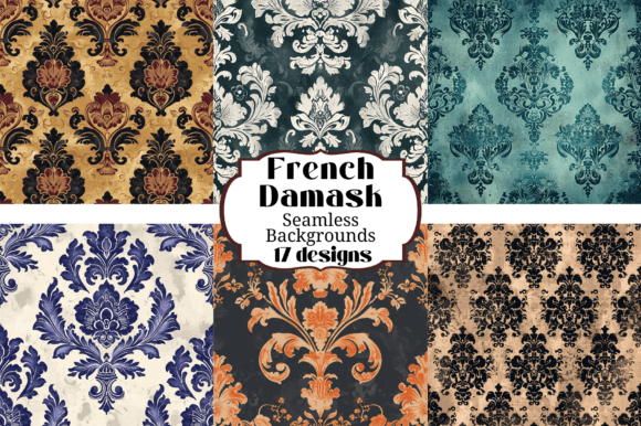 Elevate Your Craft: French Damask Seamless Backgrounds
