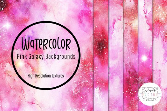 Elevate Your Designs with Watercolor Pink Galaxy Backgrounds