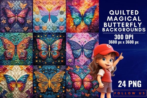 Elevate Your Projects with Quilted Magical Butterfly Backgrounds
