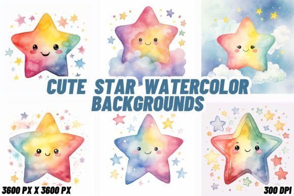 Enchant Your Designs with Free Cute Star Watercolor Backgrounds