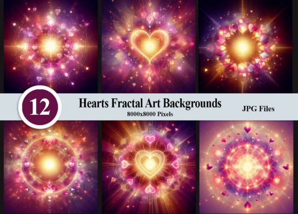 Hearts Fractal Art Backgrounds Gold Pink: A Designer's Dream