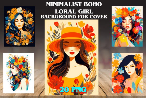 Nature's Serenity: Minimalist Boho Floral Girl Backgrounds