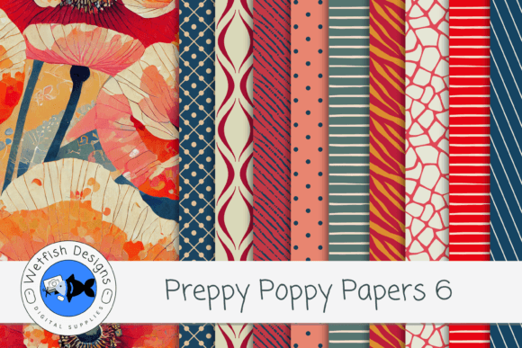 Preppy Poppy Digital Paper Backgrounds 6: Your New Design Secret Weapon