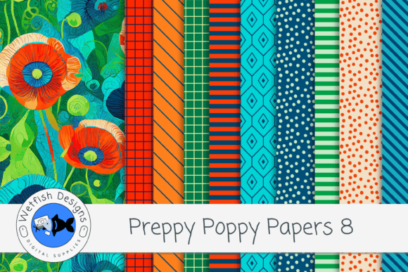 Preppy Poppy Digital Paper Backgrounds 8: A Designer's Toolkit