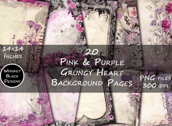 Unleashing Romantic Nostalgia: Pink & Purple Vintage Grunge Backgrounds