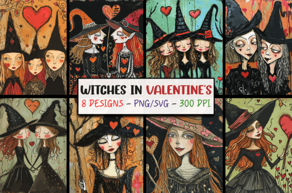 Valentines Witches Backgrounds SVG PNG: Unleash Your Creative Magic