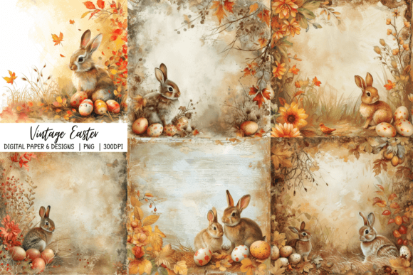 Vintage Easter Backgrounds | Bunny PNG for Creative Projects